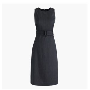 Blue Belted sheath dress in pinstripe